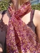 sjaal zijde, paars/geel met print 